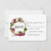 Wasserfarbener Wein Weintrauben Hochzeit Watercolo RSVP Karte (Vorderseite)