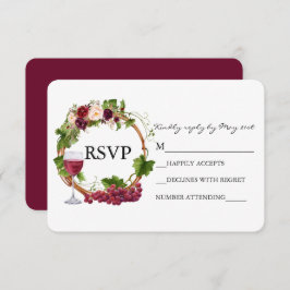 Wasserfarbener Wein Weintrauben Hochzeit Watercolo RSVP Karte