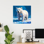 Wasserfarbener Weißer Polar Bär Kinder Poster (Heimbüro)