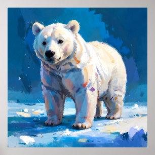 Wasserfarbener Weißer Polar Bär Kinder Poster