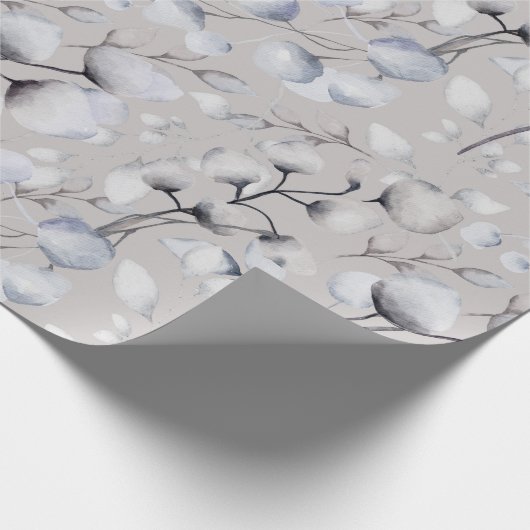 Wasserfarbener Winter Botanicals Geschenkpapier (Ecke)