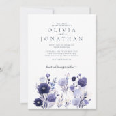 Wasserfarbener Winter Lila Blumenhochzeit Einladung (Vorderseite)