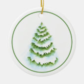 Wasserfarbener Winterbaum Keramik Ornament (Vorne)