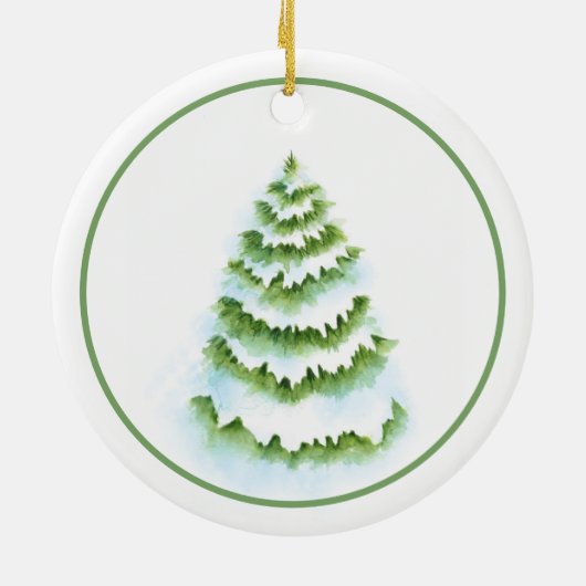 Wasserfarbener Winterbaum Keramik Ornament (Hinten)