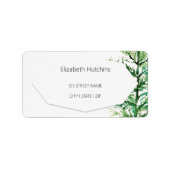 Wasserfarbener Winterlandschaft Kunstbaum Adressaufkleber (Vorne)