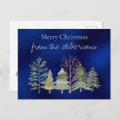 Wasserfarbener Winterwald bei Nacht Einfache Bäume Postkarte (Vorne/Hinten)