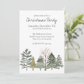 Wasserfarbener Winterwald Einfache Bäume Einladung (Stehend Vorderseite)