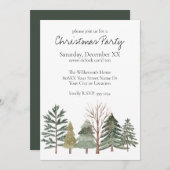 Wasserfarbener Winterwald Einfache Bäume Einladung (Vorne/Hinten)