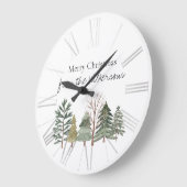 Wasserfarbener Winterwald Einfache Bäume Große Wanduhr (Winkel)