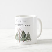 Wasserfarbener Winterwald Einfache Bäume Kaffeetasse (VorderseiteRechts)