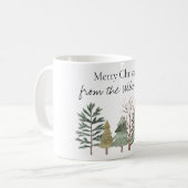Wasserfarbener Winterwald Einfache Bäume Kaffeetasse (Vorderseite Links)