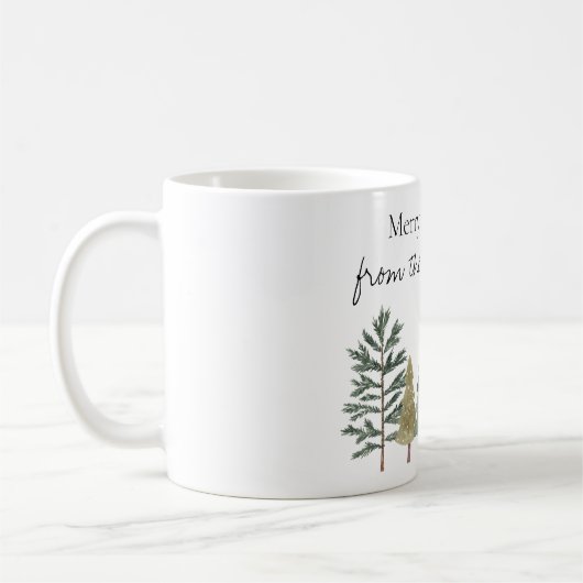 Wasserfarbener Winterwald Einfache Bäume Kaffeetasse (Links)