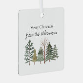 Wasserfarbener Winterwald Einfache Bäume Ornament Aus Metall (Vorderseite Rechts)