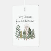 Wasserfarbener Winterwald Einfache Bäume Ornament Aus Metall (Vorderseite links)