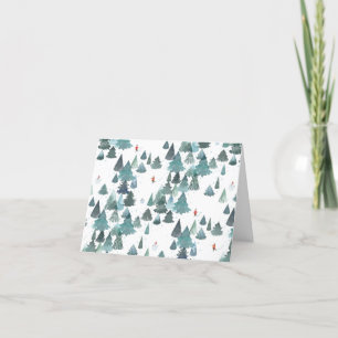 Wasserfarbener Winterwald geklappt Feiertagskarte
