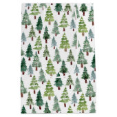  Wasserfarbener Winterwald mit rustikalem Pinienwa Mittlere Geschenktüte (Rückseite)