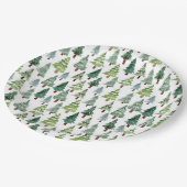  Wasserfarbener Winterwald mit rustikalem Pinienwa Pappteller (Schrägansicht)