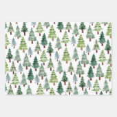 Wasserfarbener Winterwald mit rustikalem Pinienwal Geschenkpapier Set (Vorderseite 3)