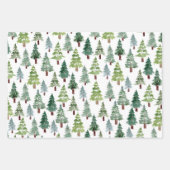 Wasserfarbener Winterwald mit rustikalem Pinienwal Geschenkpapier Set (Vorderseite 2)