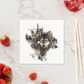 Wasserfarbener Wolf Bergsee-Zauber Serviette (Beispiel)