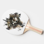 Wasserfarbener Wolf Bergsee-Zauber Tischtennis Schläger (Seitenansicht)