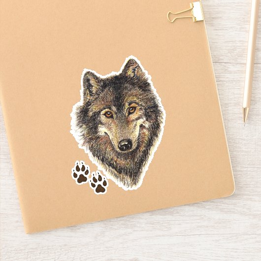 Wasserfarbener Wolf Wildtiere Art: Aufkleber (Notizbuch)