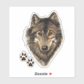 Wasserfarbener Wolf Wildtiere Art: Aufkleber (Blatt)