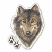 Wasserfarbener Wolf Wildtiere Art: Aufkleber (Vorderseite)