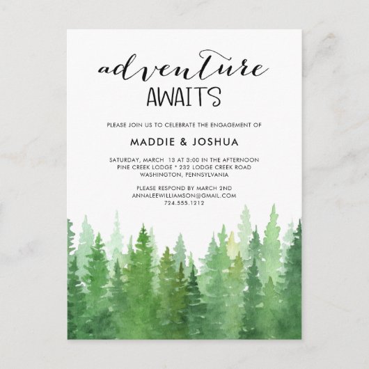Wasserfarbenerlebnis erwartet Forest Verlobung Inv Postkarte (Vorderseite)