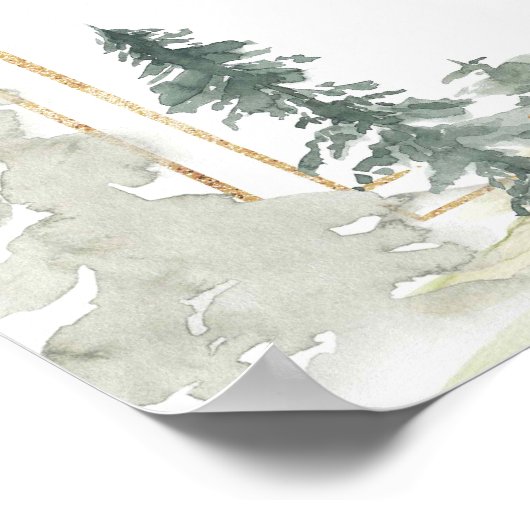 Wasserfarbenes Adventure Forest Pine Tree Begrüßun Poster (Ecke)