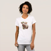 Wasserfarbenes Baby-Piglet mit Blume auf Kopf T-Shirt (Vorne ganz)
