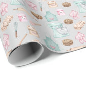 Wasserfarbenes Backen auf leicht grau Geschenkpapier (Rolleneckpunkt)