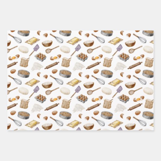 Wasserfarbenes Backmuster Geschenkpapier Set (Vorderseite 3)