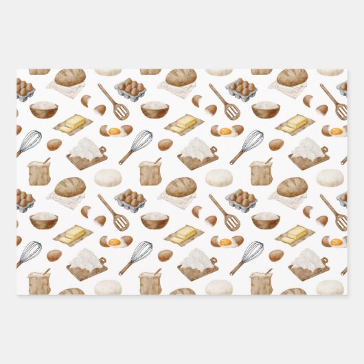 Wasserfarbenes Backmuster Geschenkpapier Set (Vorderseite 2)