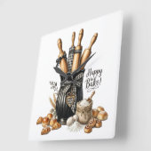 Wasserfarbenes Backthemen-Wandbild - Ideal für Bäc Quadratische Wanduhr (Winkel)