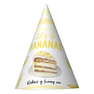 Wasserfarbenes Bananenkuchen-Geburtstagsfeier Partyhütchen