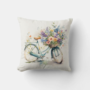 Wasserfarbenes Bike mit Blume Kissen
