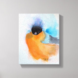Wasserfarbenes Bild eines Kohlmeisen-Vogels mit or Leinwanddruck