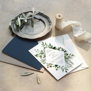 Wasserfarbenes Blatt Botanisches Hochzeitseinladun Ankündigung