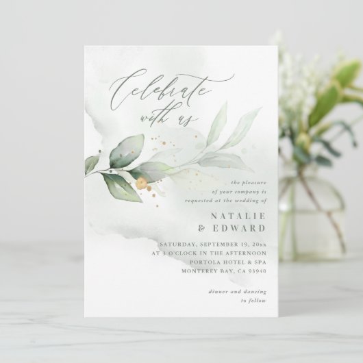 Wasserfarbenes Blattwerk, Hochzeit in Olivgrün und (Stehend Vorderseite)