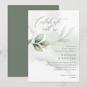 Wasserfarbenes Blattwerk, Hochzeit in Olivgrün und