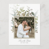 Wasserfarbenes Blattwerk Hochzeitsstich Foto Save Postkarte (Vorderseite)