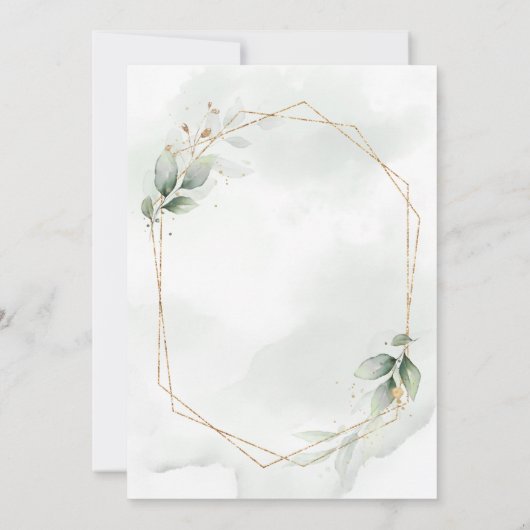 Wasserfarbenes Blattwerk und geometrische Hochzeit (Rückseite)