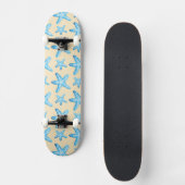 Wasserfarbenes Blau Seestern Muster Skateboard (Vorderseite)