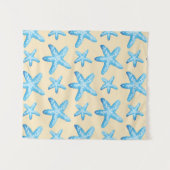 Wasserfarbenes Blau Seestern Muster Wandteppich (Vorderseite (Horizontal))