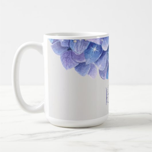 Wasserfarbenes Blaues Hydrangea-Brautparty Kaffeetasse (Links)