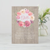 Wasserfarbenes Blumendraht Rustikales Brautparty Einladung (Stehend Vorderseite)