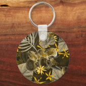 Wasserfarbenes blumengelb-braunes Muster. Schlüsselanhänger (Vorderseite)