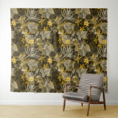 Wasserfarbenes blumengelb-braunes Muster. Wandteppich (Beispiel (Horizontal))