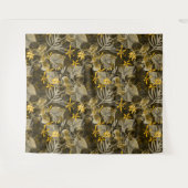 Wasserfarbenes blumengelb-braunes Muster. Wandteppich (Vorderseite (Horizontal))